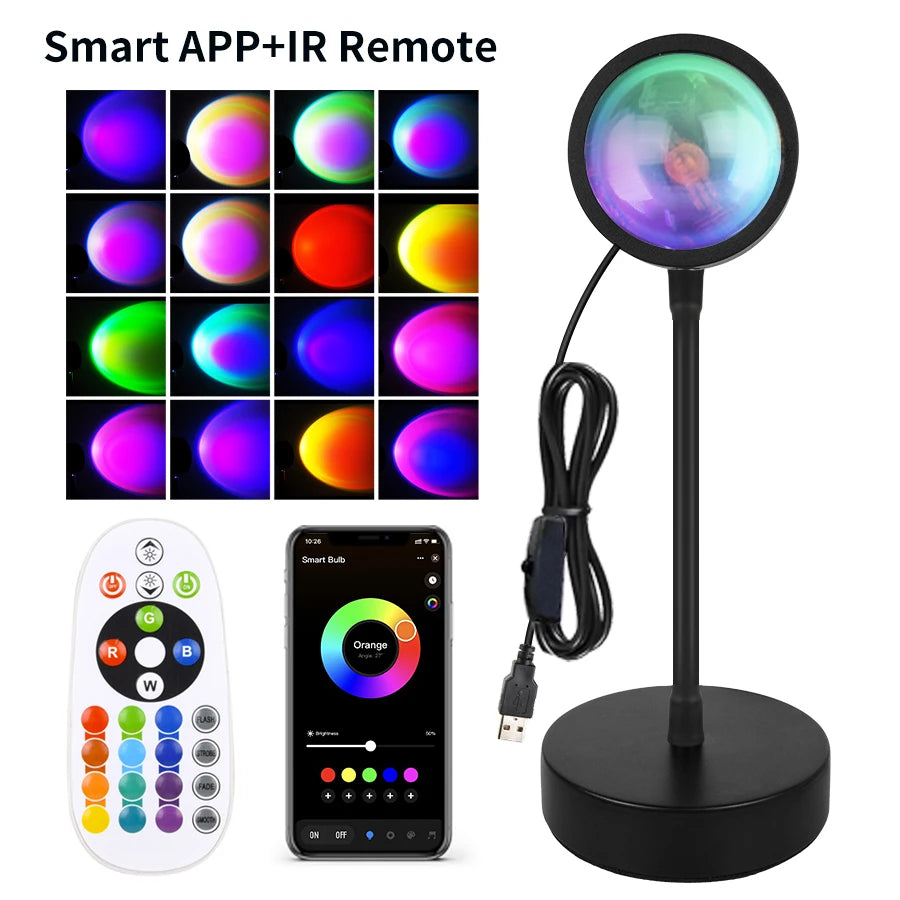 Smart Sunset Lamp Tuya LED Night Ligh USB RGB Smart Life APP Remote Projection For Room Decoration Photography Festival Birth